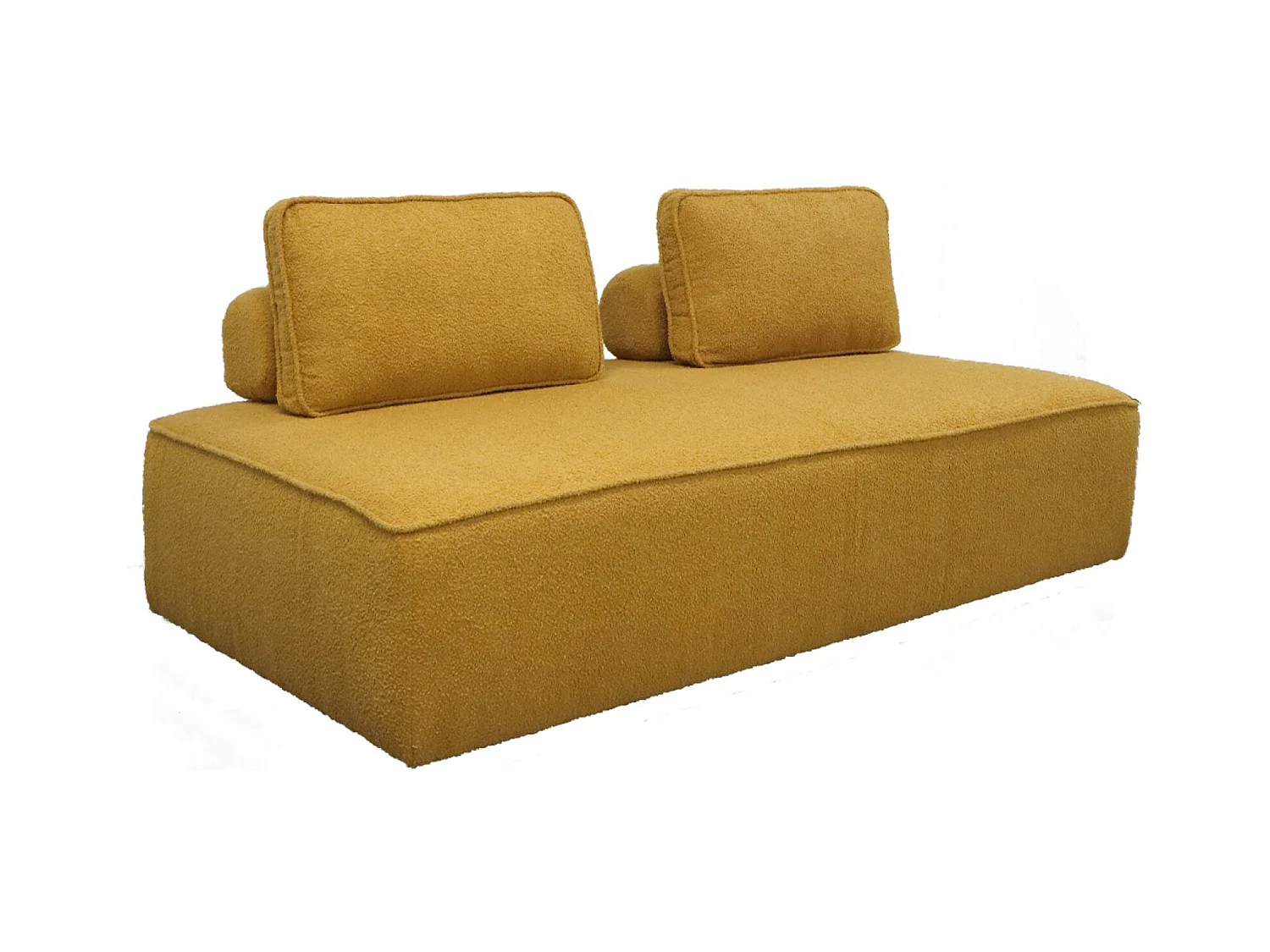 Sofá modular en tejido borreguito, 2 plazas mostaza