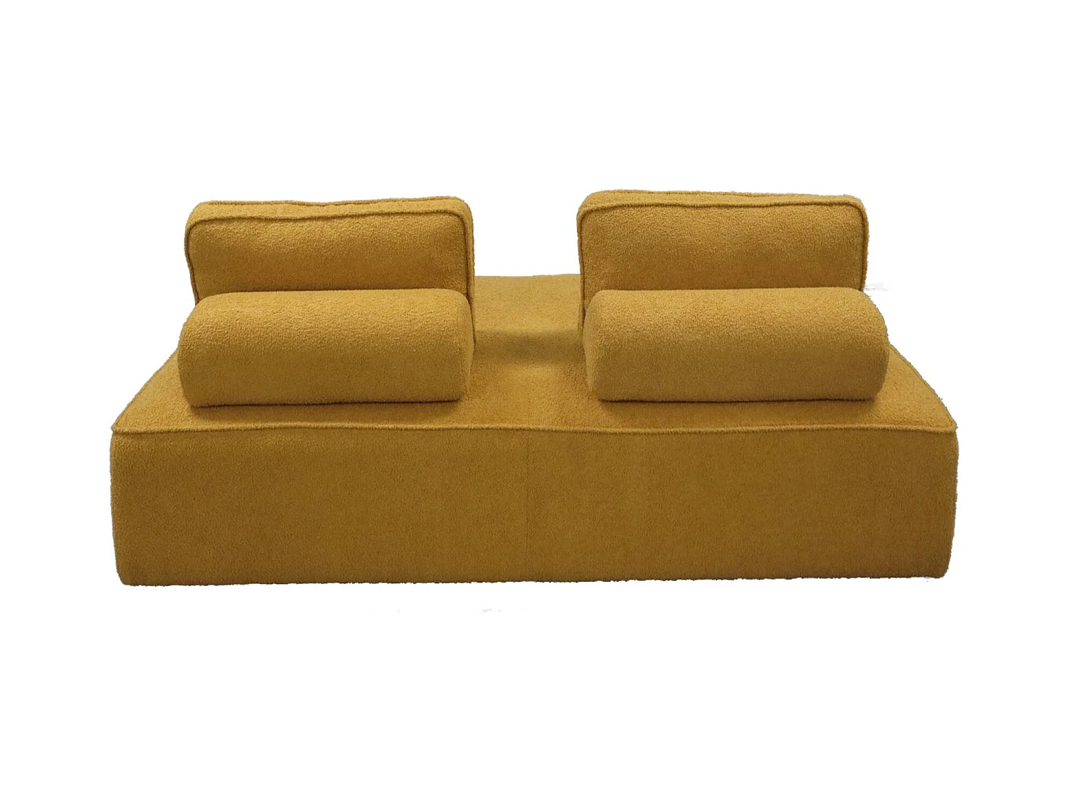 Sofá modular en tejido borreguito, 2 plazas mostaza