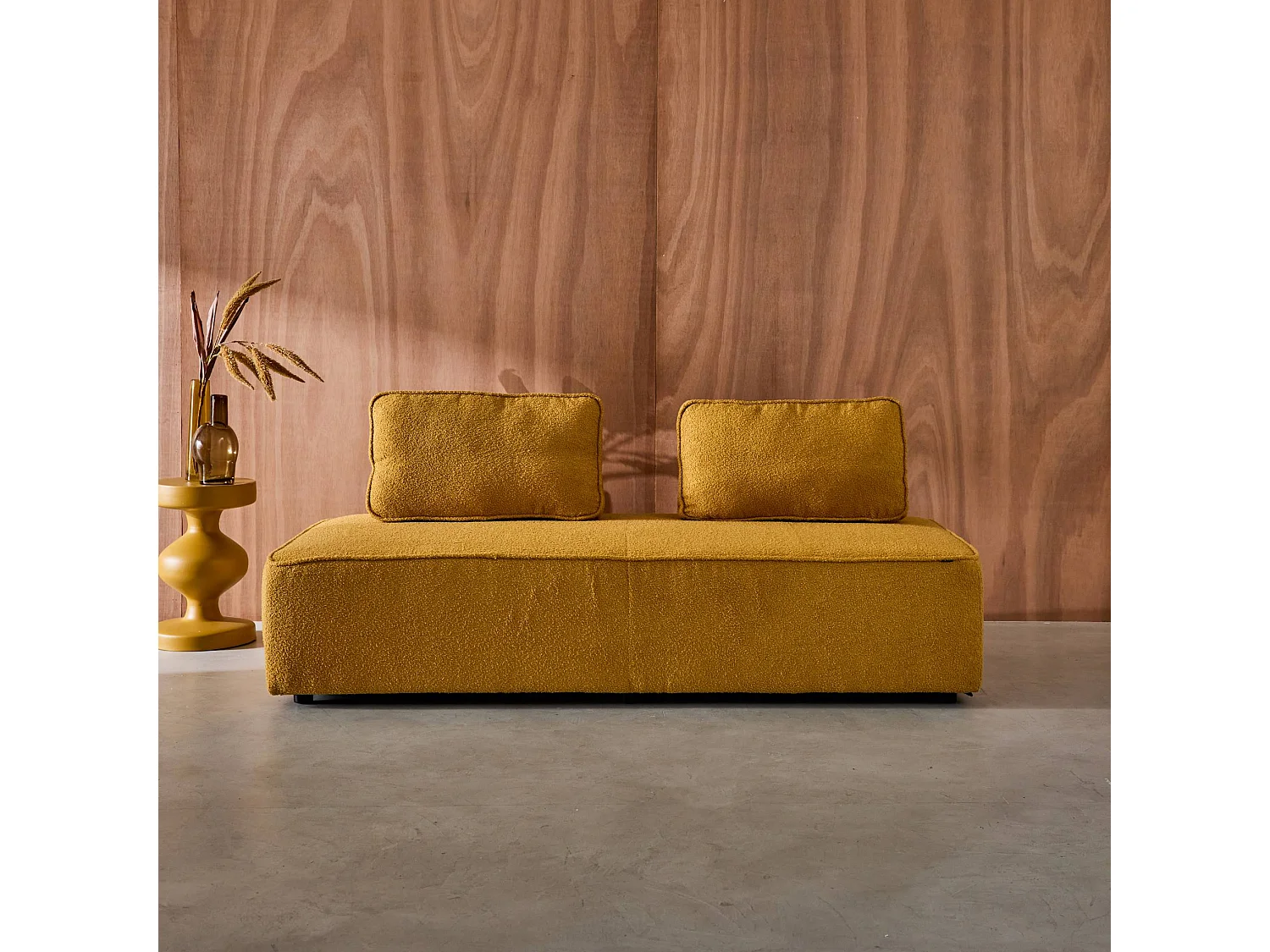 Poltrona per divano modulare bouclé 2 posti, mostarda