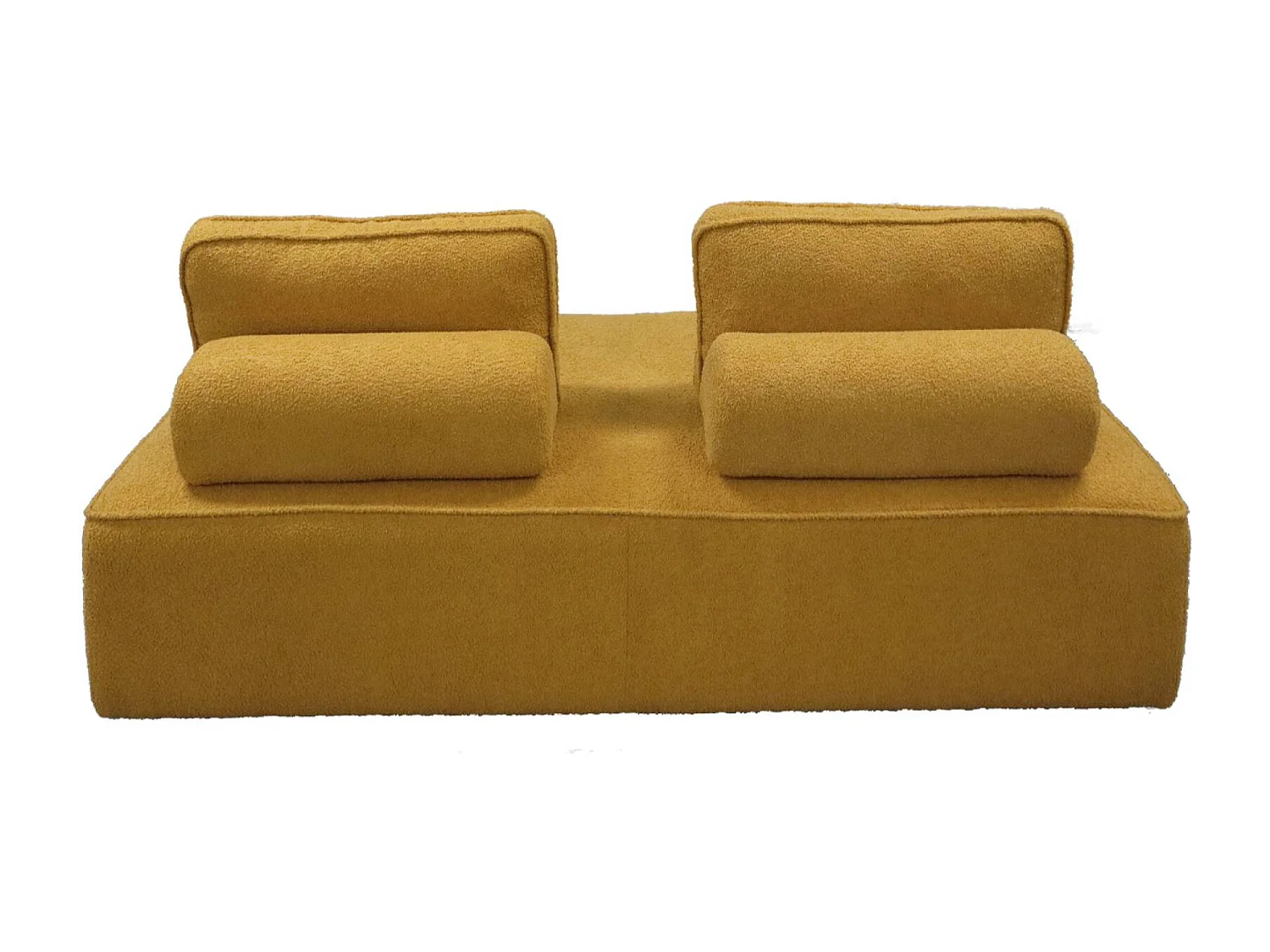 Poltrona per divano modulare bouclé 2 posti, mostarda