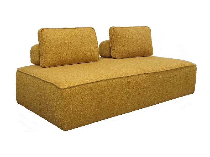 Sofá modular en tejido borreguito, 2 plazas mostaza
