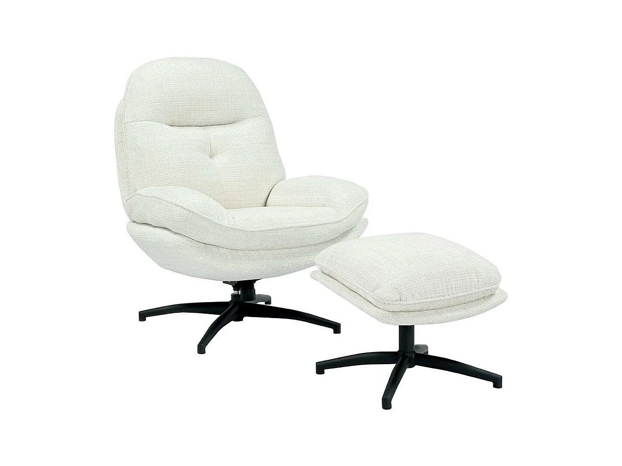 Fauteuil détente pivotant blanc avec repose pieds IENA