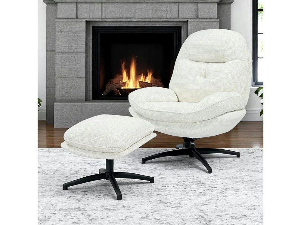 Fauteuil détente pivotant blanc avec repose pieds IENA