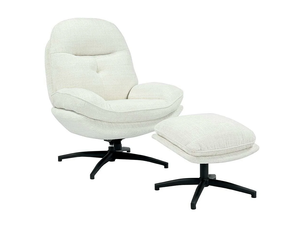 Fauteuil détente pivotant blanc avec repose pieds IENA