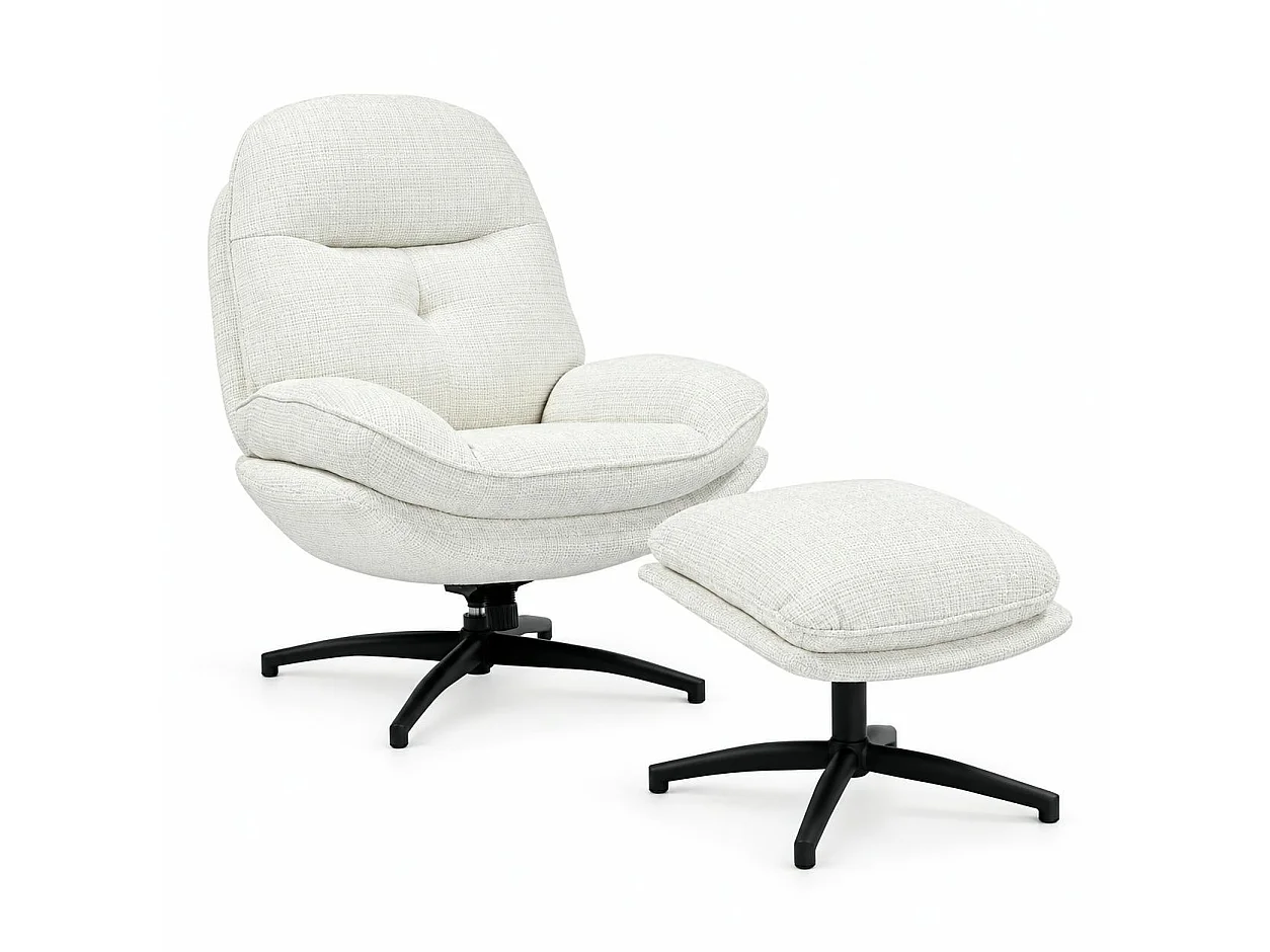 Fauteuil détente pivotant blanc avec repose pieds IENA
