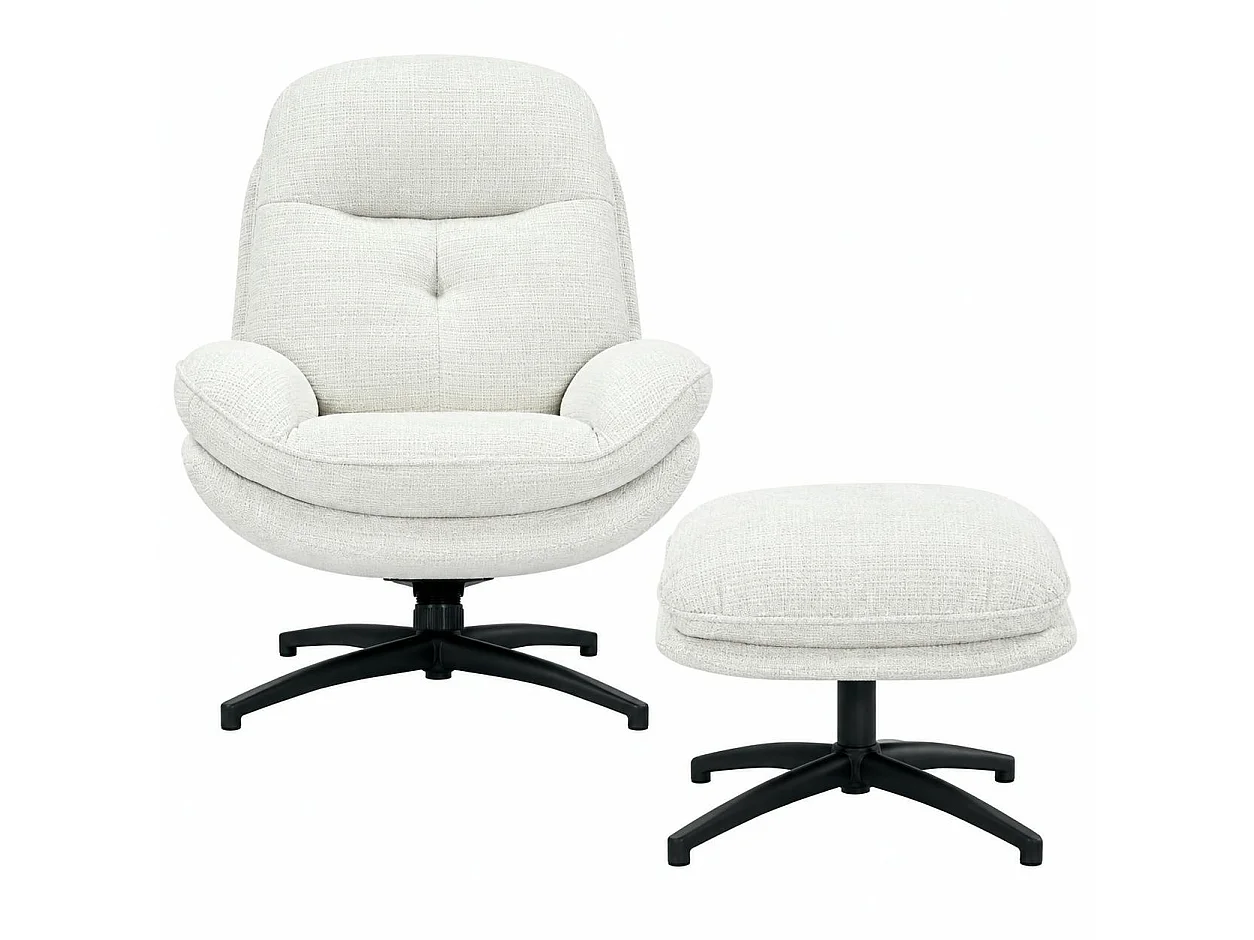 Fauteuil détente pivotant blanc avec repose pieds IENA