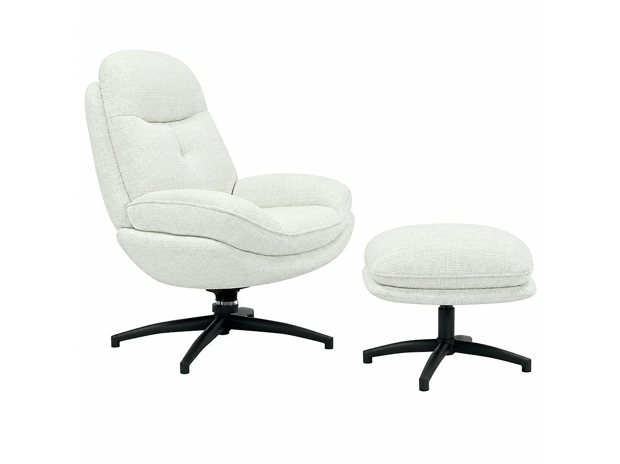 Fauteuil détente pivotant blanc avec repose pieds IENA