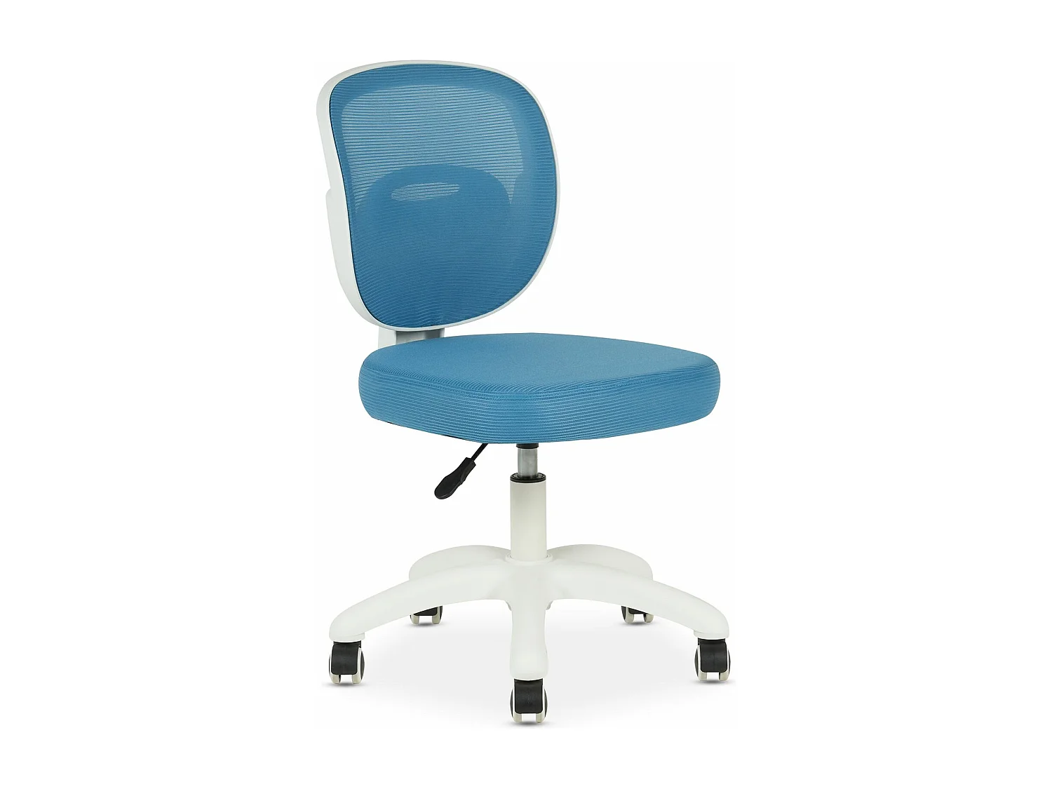 Chaise de bureau enfant MAYLA Bleu Réglable en hauteur sans Accoudoirs, Assise Rembourrée Confortable