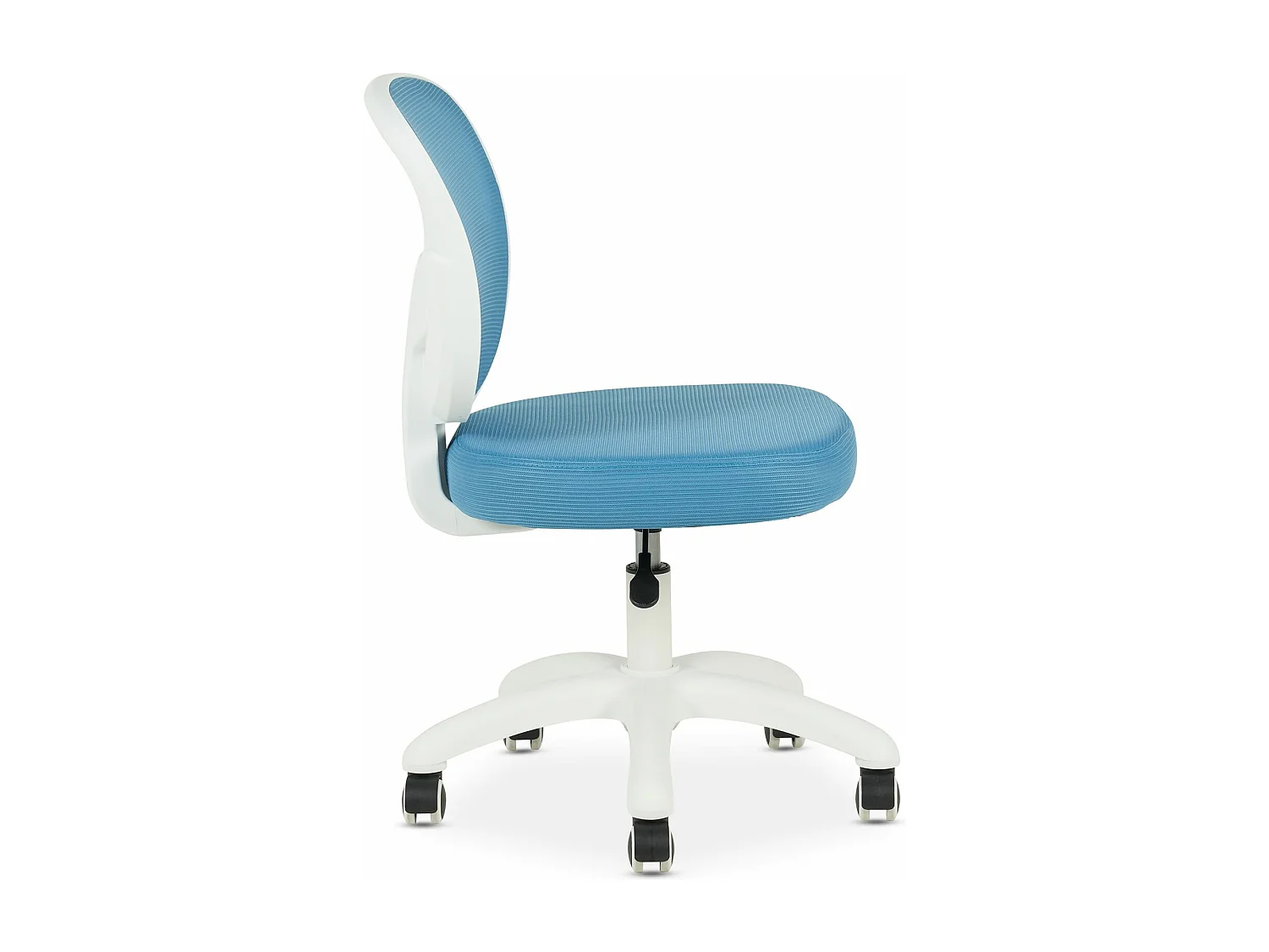 Chaise de bureau enfant MAYLA Bleu Réglable en hauteur sans Accoudoirs, Assise Rembourrée Confortable