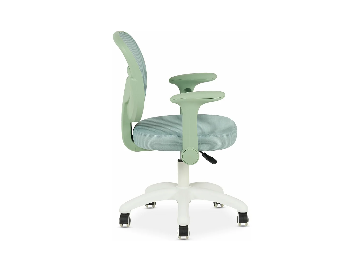 Chaise de bureau enfant AMELIA Vert Réglable en hauteur avec Accoudoirs, Assise Rembourrée Confortable
