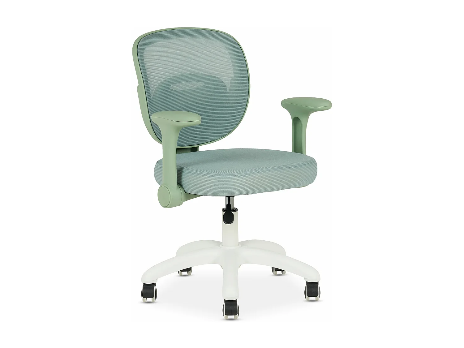 Chaise de bureau enfant AMELIA Vert Réglable en hauteur avec Accoudoirs, Assise Rembourrée Confortable