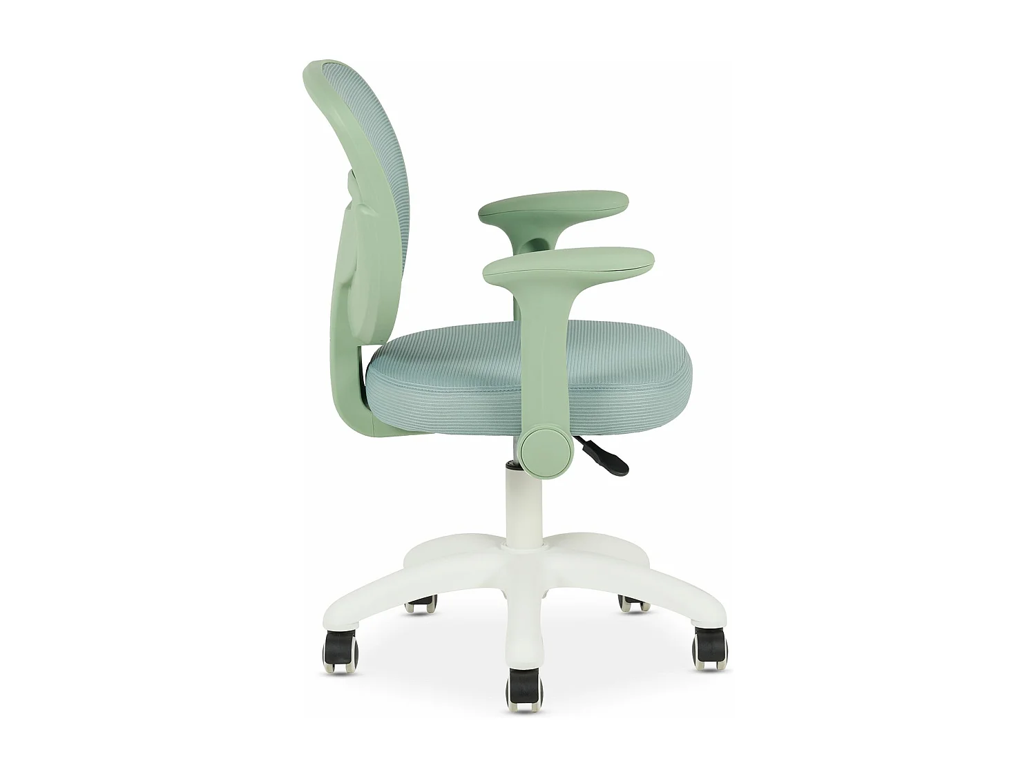 Chaise de bureau enfant AMELIA Vert Réglable en hauteur avec Accoudoirs, Assise Rembourrée Confortable