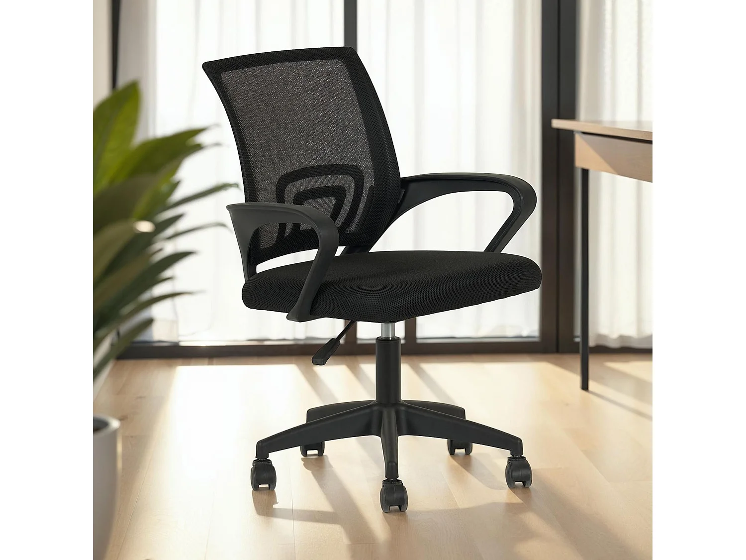 Chaise de bureau ergonomique JAKE Noir Réglable en hauteur avec Accoudoirs, Assise Rembourrée Confortable