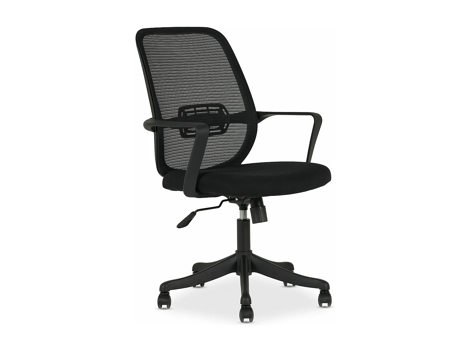 Chaise de bureau ergonomique MOLLIS Noir Réglable en hauteur avec Accoudoirs, Assise Rembourrée Confortable