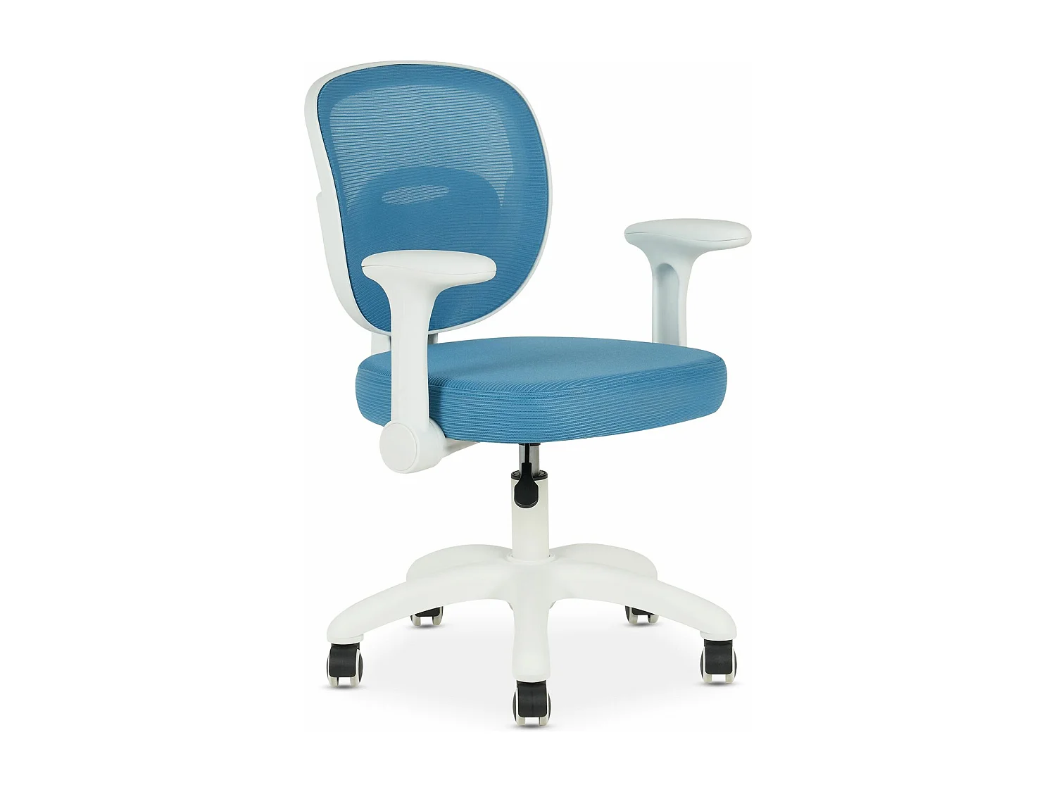 Chaise de bureau enfant AMELIA Bleu Réglable en hauteur avec Accoudoirs, Assise Rembourrée Confortable