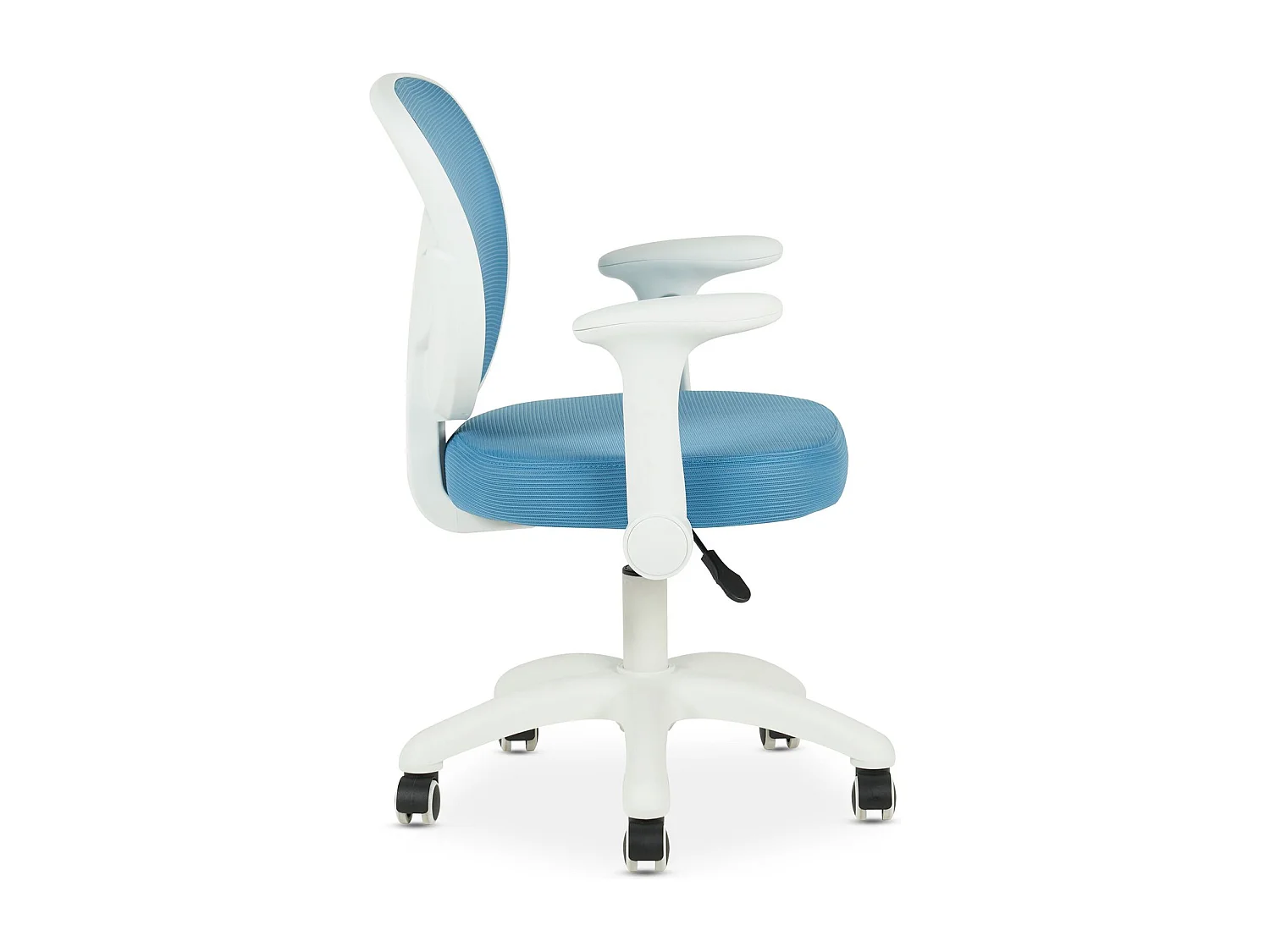 Chaise de bureau enfant AMELIA Bleu Réglable en hauteur avec Accoudoirs, Assise Rembourrée Confortable