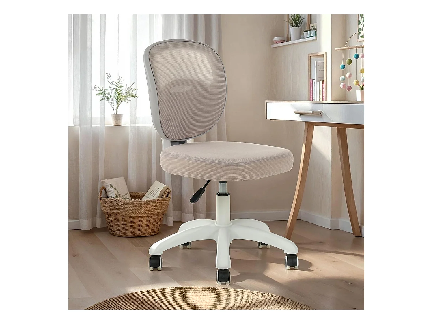 Chaise de bureau enfant MAYLA Gris Réglable en hauteur sans Accoudoirs, Assise Rembourrée Confortable
