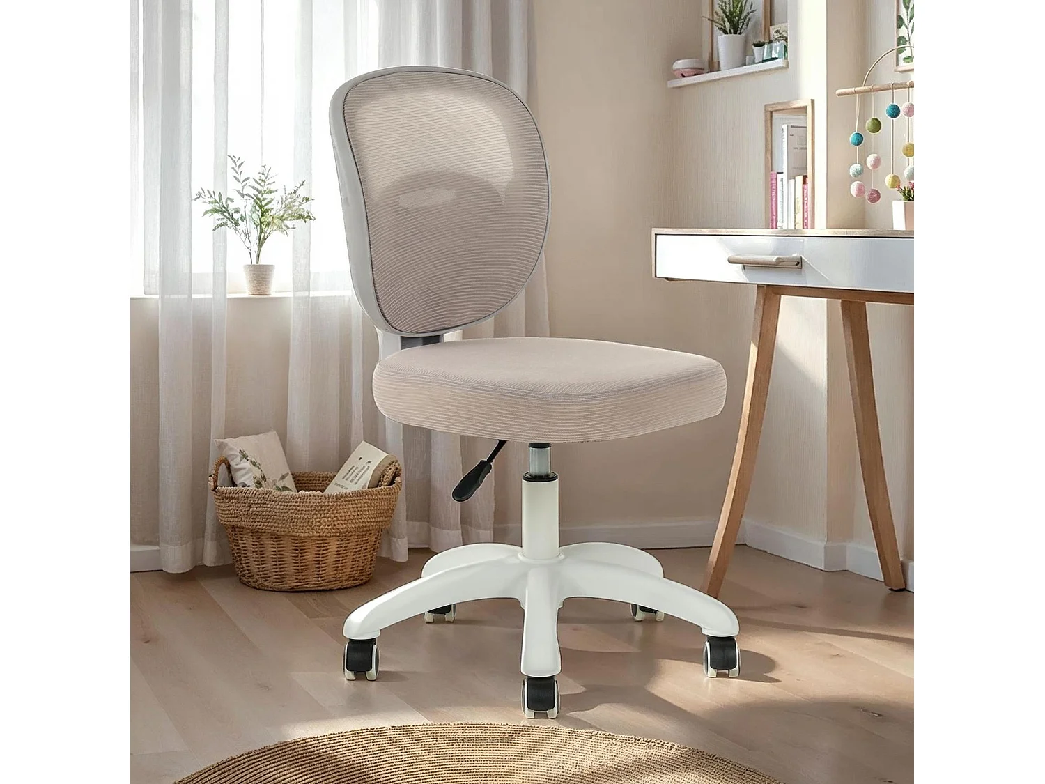 Chaise de bureau enfant MAYLA Gris Réglable en hauteur sans Accoudoirs, Assise Rembourrée Confortable