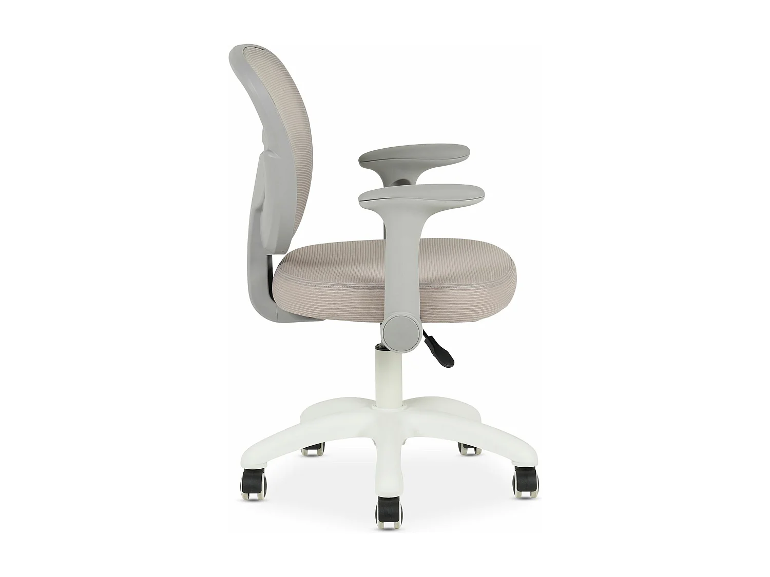 Chaise de bureau enfant AMELIA Gris Réglable en hauteur avec Accoudoirs, Assise Rembourrée Confortable