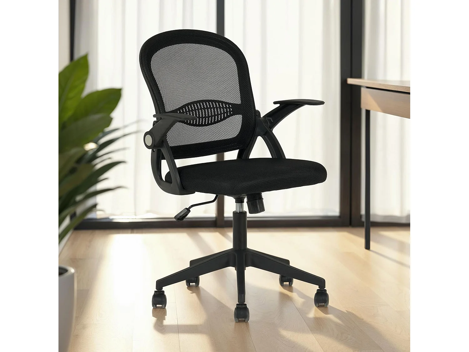 Chaise de bureau ergonomique EREN Noir Réglable en hauteur avec Accoudoirs, Assise Rembourrée Confortable