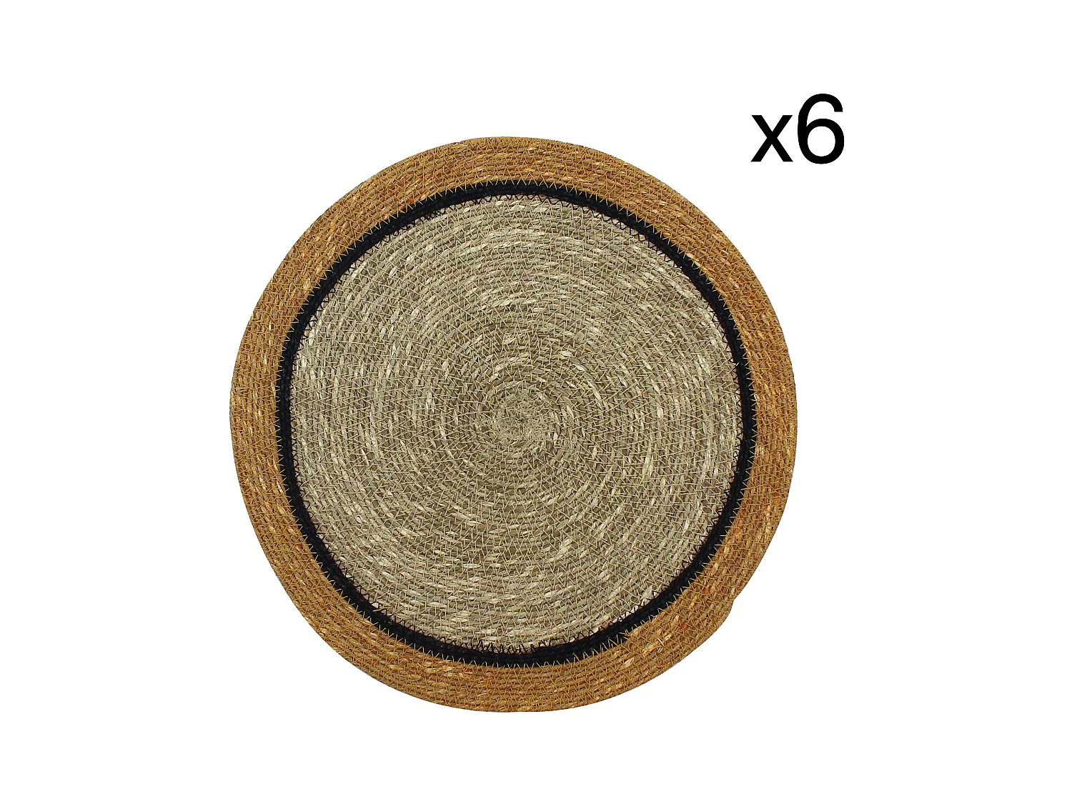 Now's Home - Lot De 6 Sets De Table D38cm En Jonc De Mer Naturel Et Safran Iris