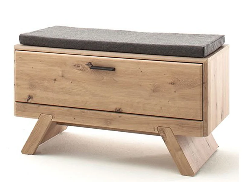 Banc de rangement à chaussures en mélamine imitation chêne - Longueur 89 x Hauteur 47 x Profondeur 39 cm