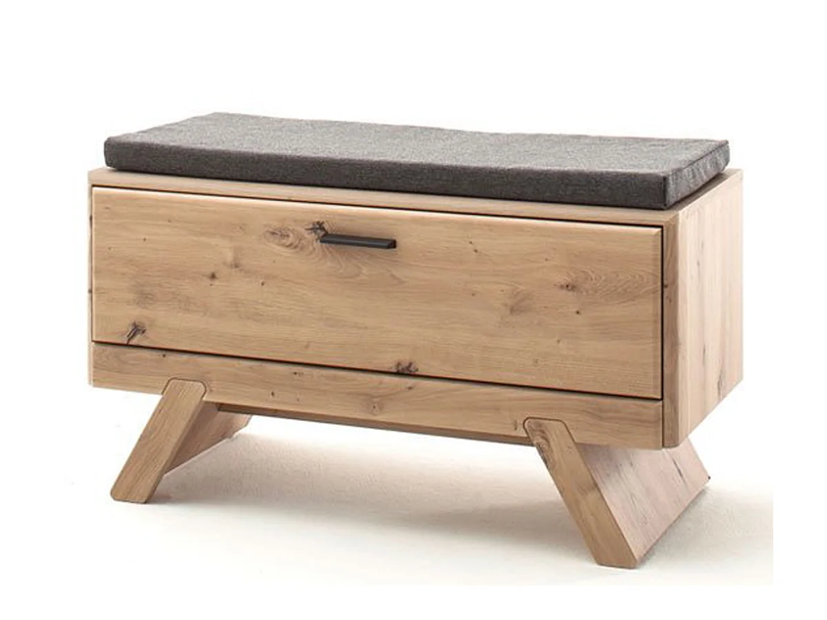 Banc de rangement à chaussures en mélamine imitation chêne - Longueur 89 x Hauteur 47 x Profondeur 39 cm