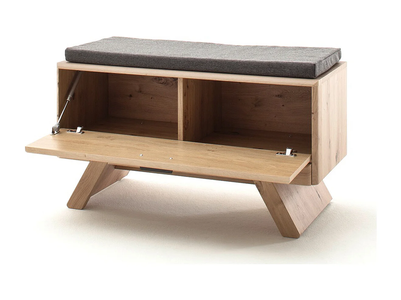 Banc de rangement à chaussures en mélamine imitation chêne - Longueur 89 x Hauteur 47 x Profondeur 39 cm