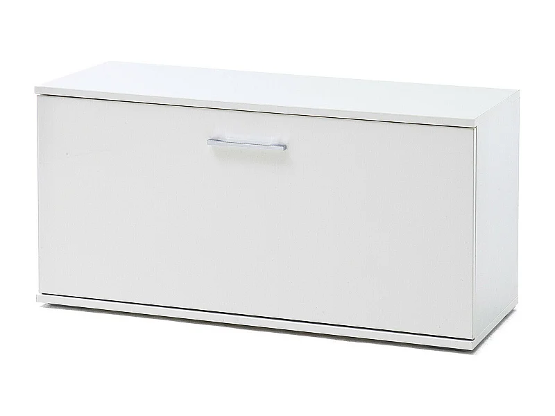 Banc à chaussures finition laquée blanc mat - Longueur 90 x Hauteur 47 x Profondeur 38 cm