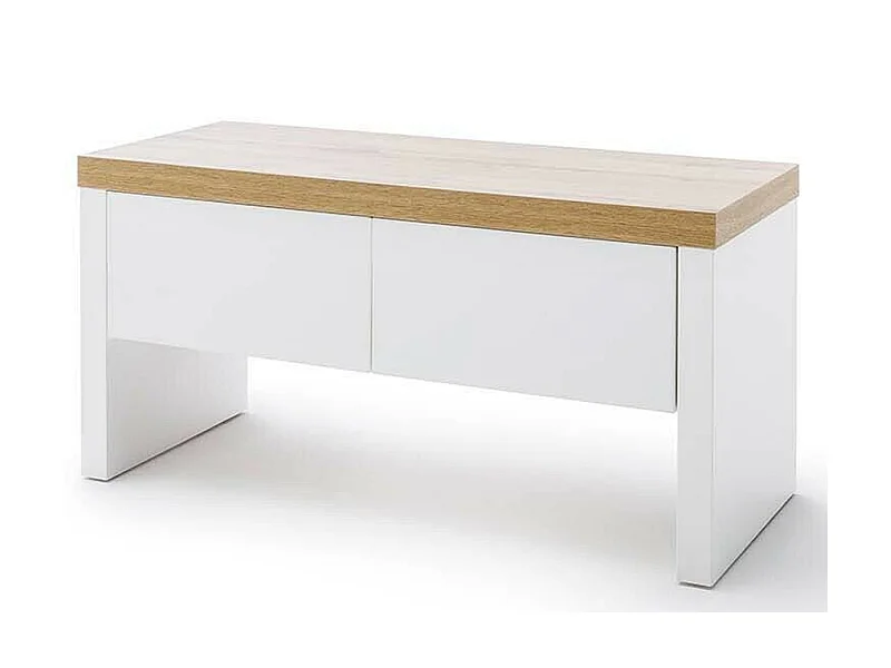 Banc coloris blanc / chêne Wotan - Longueur 91 x Hauteur 45 x Profondeur 38 cm