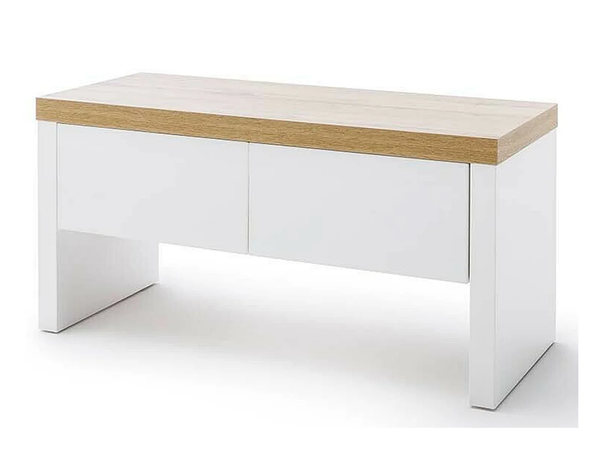 Banc coloris blanc / chêne Wotan - Longueur 91 x Hauteur 45 x Profondeur 38 cm