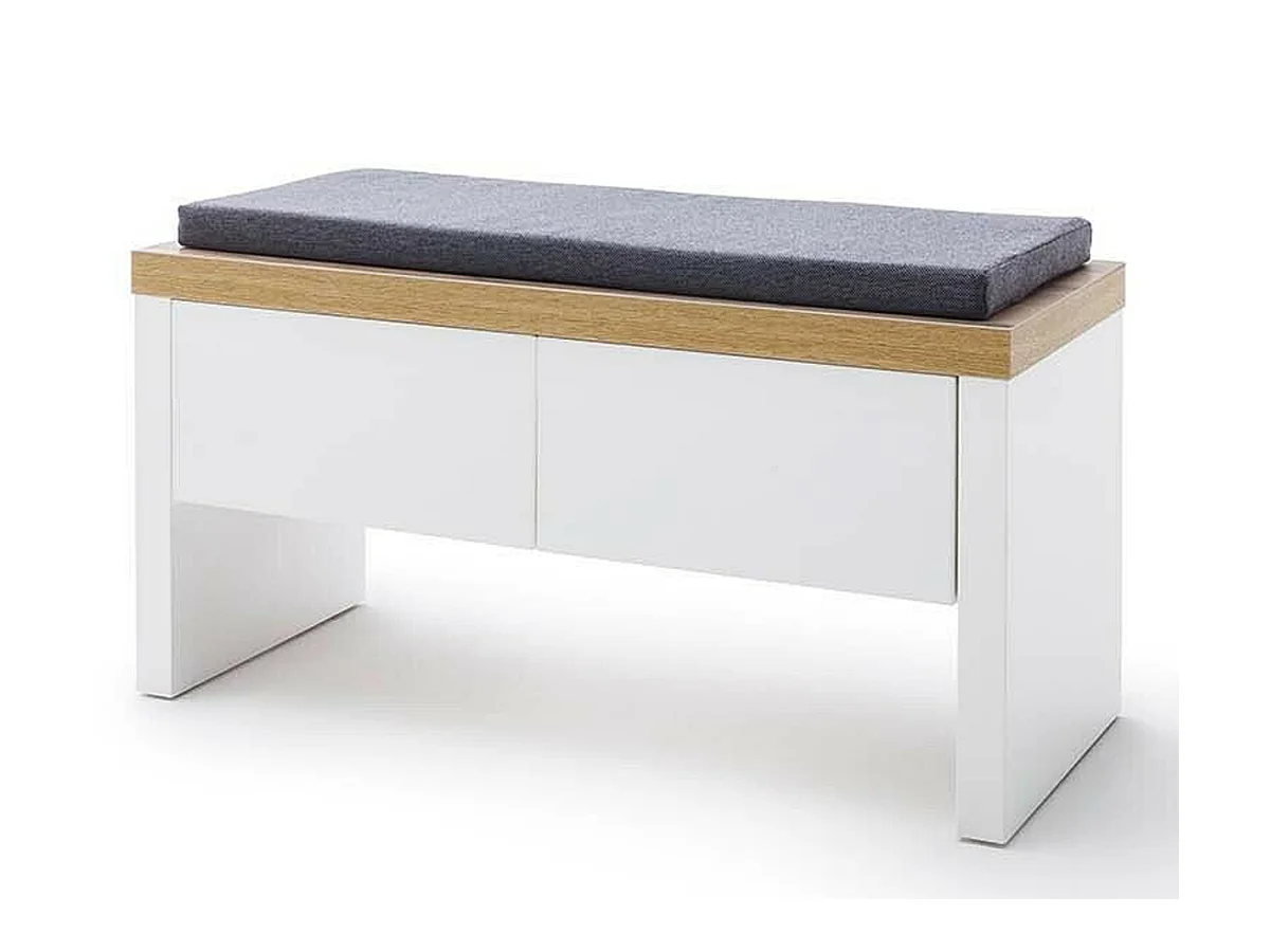 Banc coloris blanc / chêne Wotan - Longueur 91 x Hauteur 45 x Profondeur 38 cm