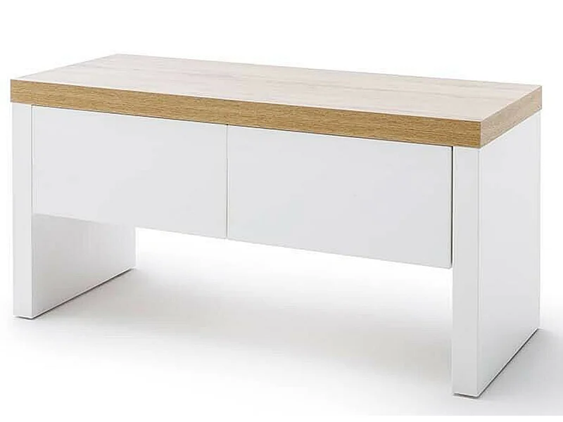 Banc coloris blanc / chêne Wotan - Longueur 91 x Hauteur 45 x Profondeur 38 cm