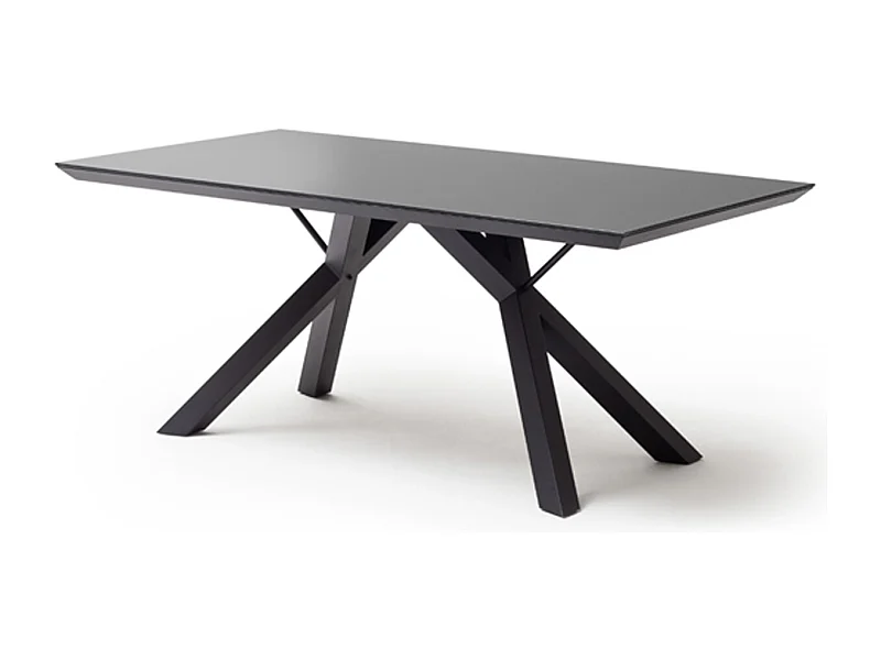 Table de salle à manger en verre et acier coloris noir mat - L.180 x H.75 x P.95 cm