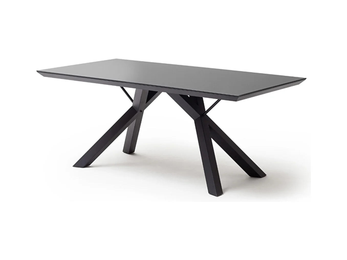 Table de salle à manger en verre et acier coloris noir mat - L.180 x H.75 x P.95 cm