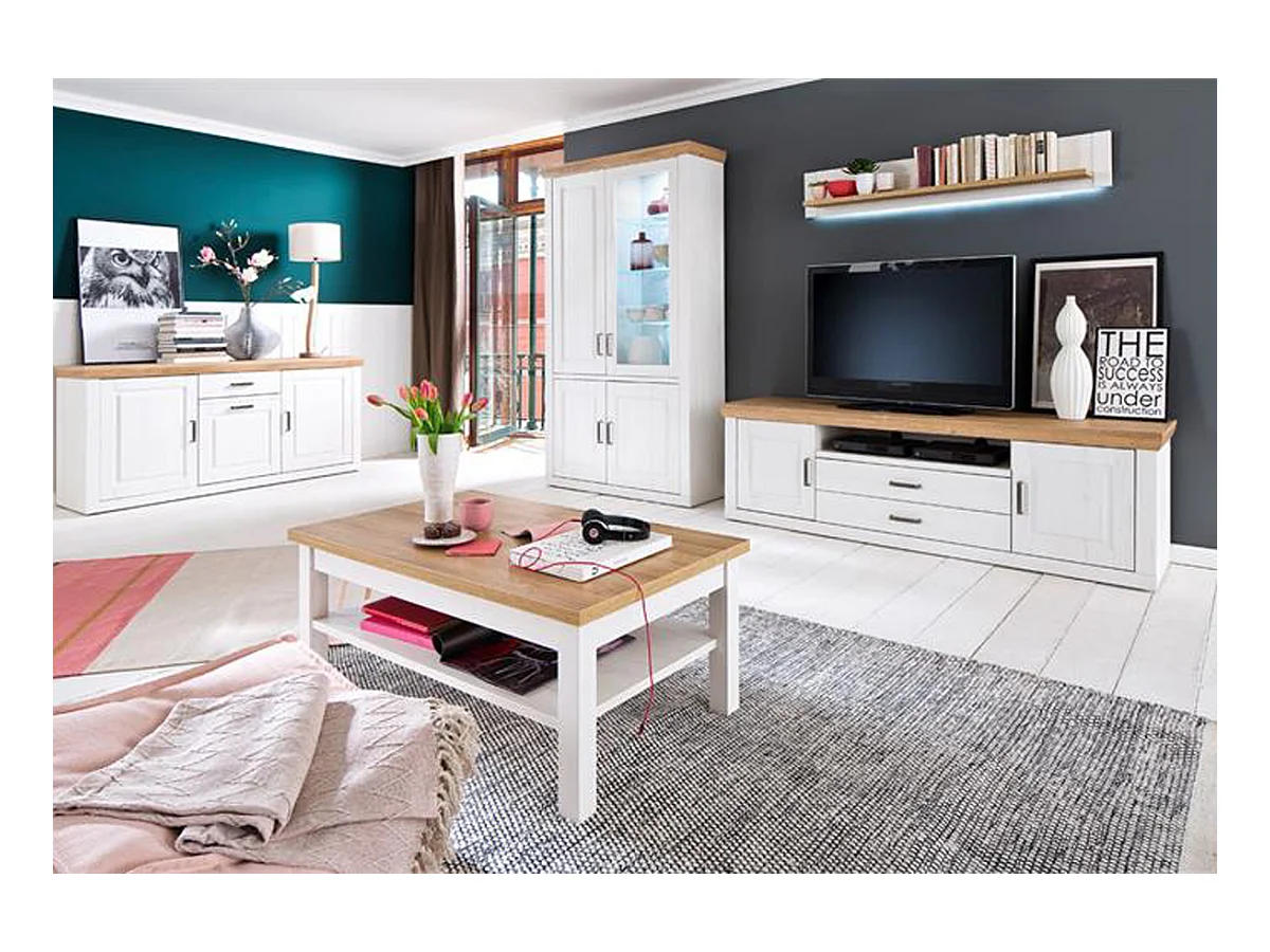 Buffet en pin blanc et chêne - L.183 x H.85 x P.50 cm