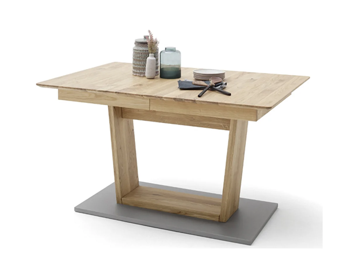 Table à manger / table repas extensible en chêne sauvage / gris - L.180-225 x H.77 x P.90 cm