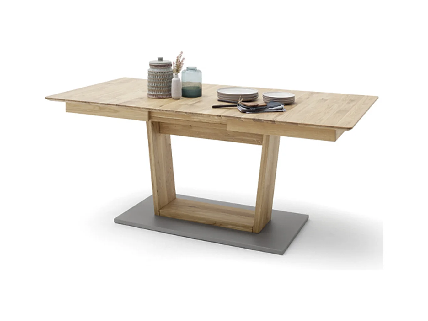 Table à manger / table repas extensible en chêne sauvage / gris - L.180-225 x H.77 x P.90 cm