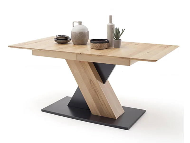 Table à manger extensible en hêtre massif huilé - L.140-185 x H.77 x P.90 cm