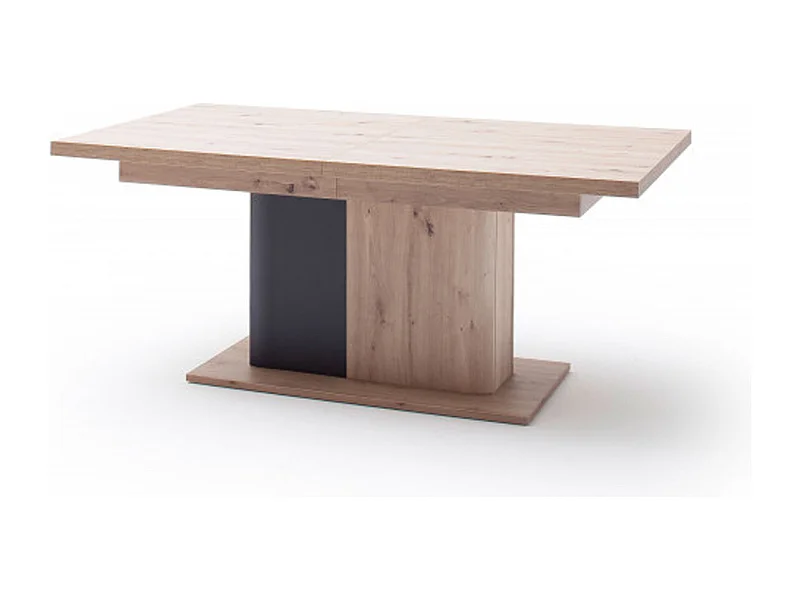 Table à manger extensible en chêne massif / graphite - L.180-280 x H.77 x P.100 cm