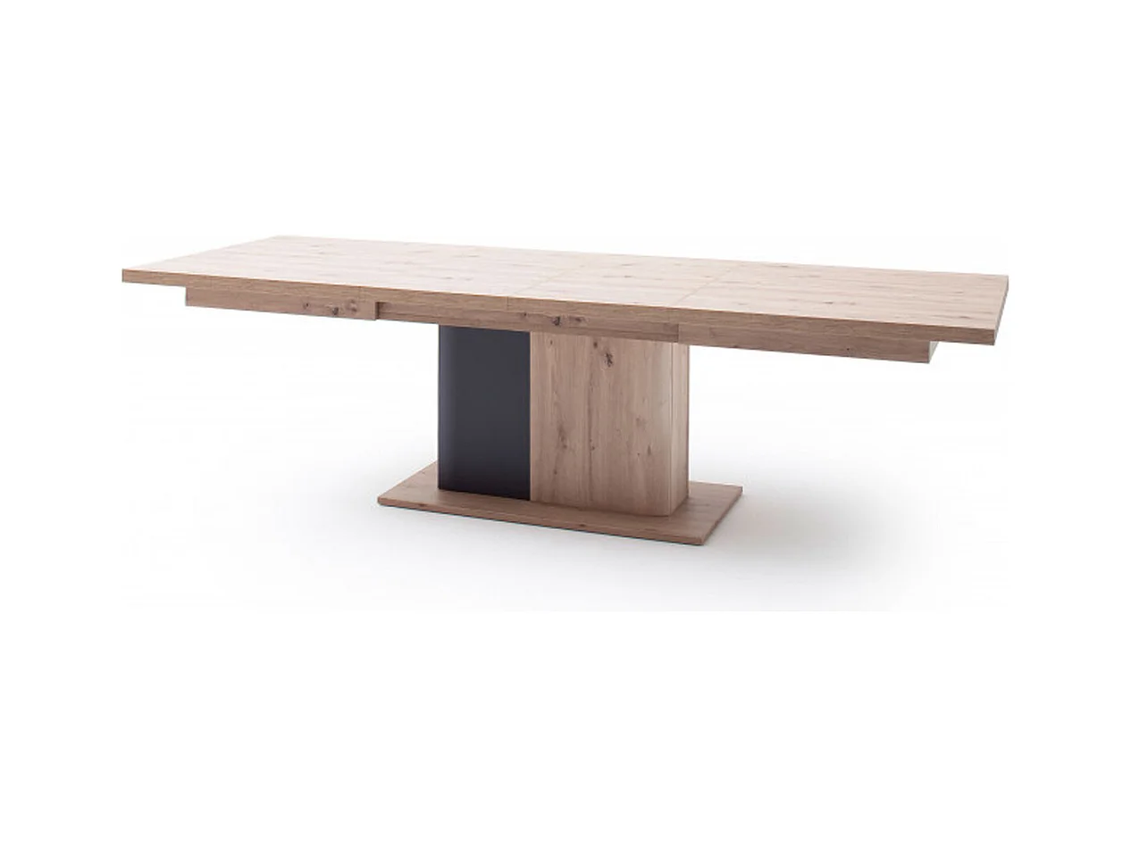 Table à manger extensible en chêne massif / graphite - L.180-280 x H.77 x P.100 cm