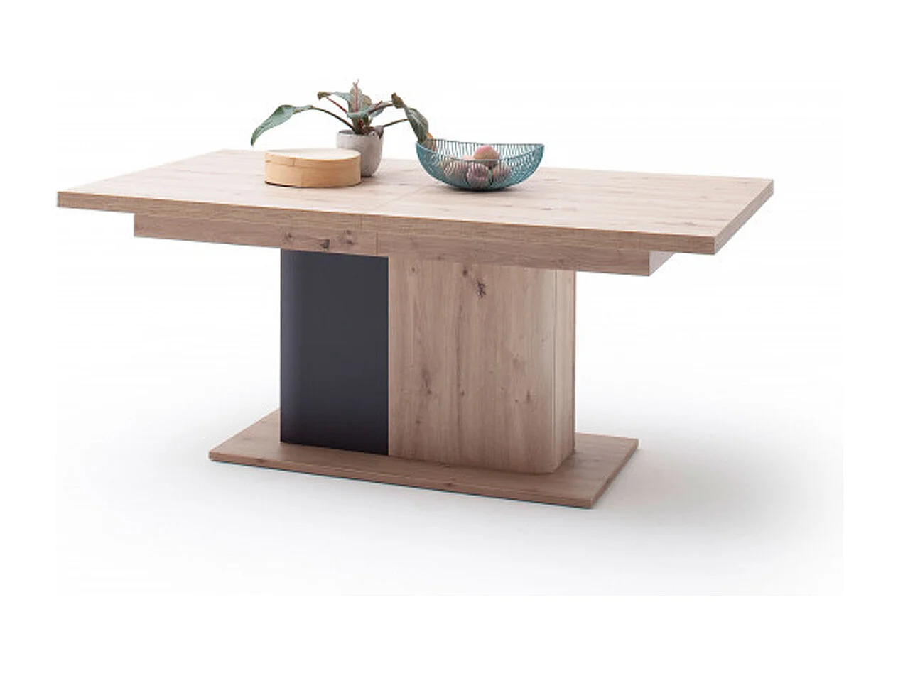 Table à manger extensible en chêne massif / graphite - L.180-280 x H.77 x P.100 cm