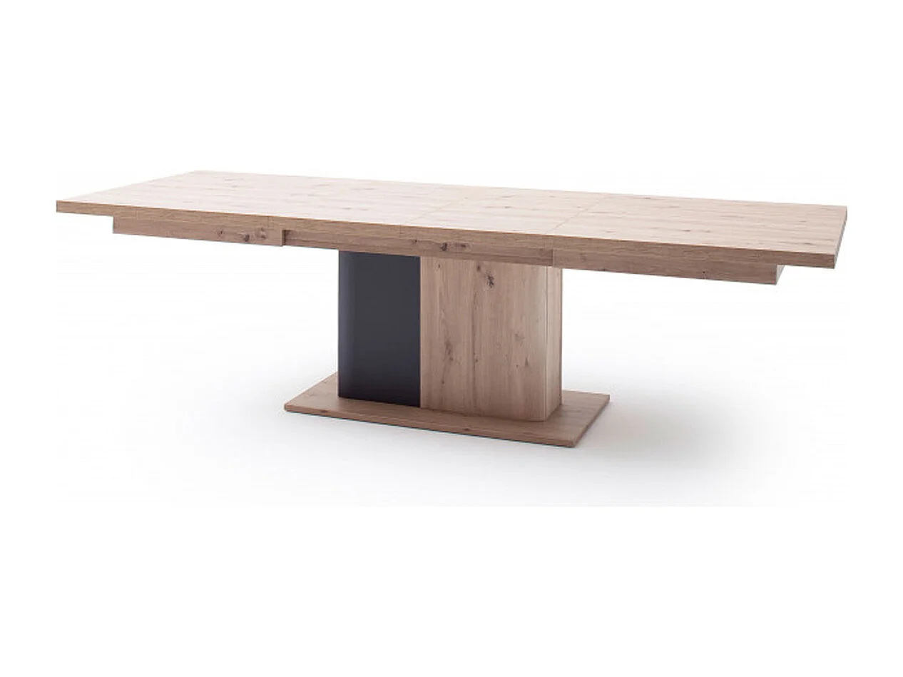 Table à manger extensible en chêne massif / graphite - L.180-280 x H.77 x P.100 cm