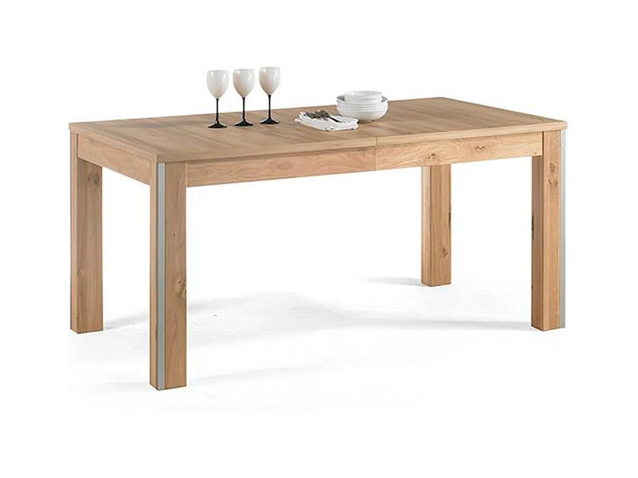 Table à manger extensible en chêne sauvage - L.160-260 x H.77 x P.90 cm