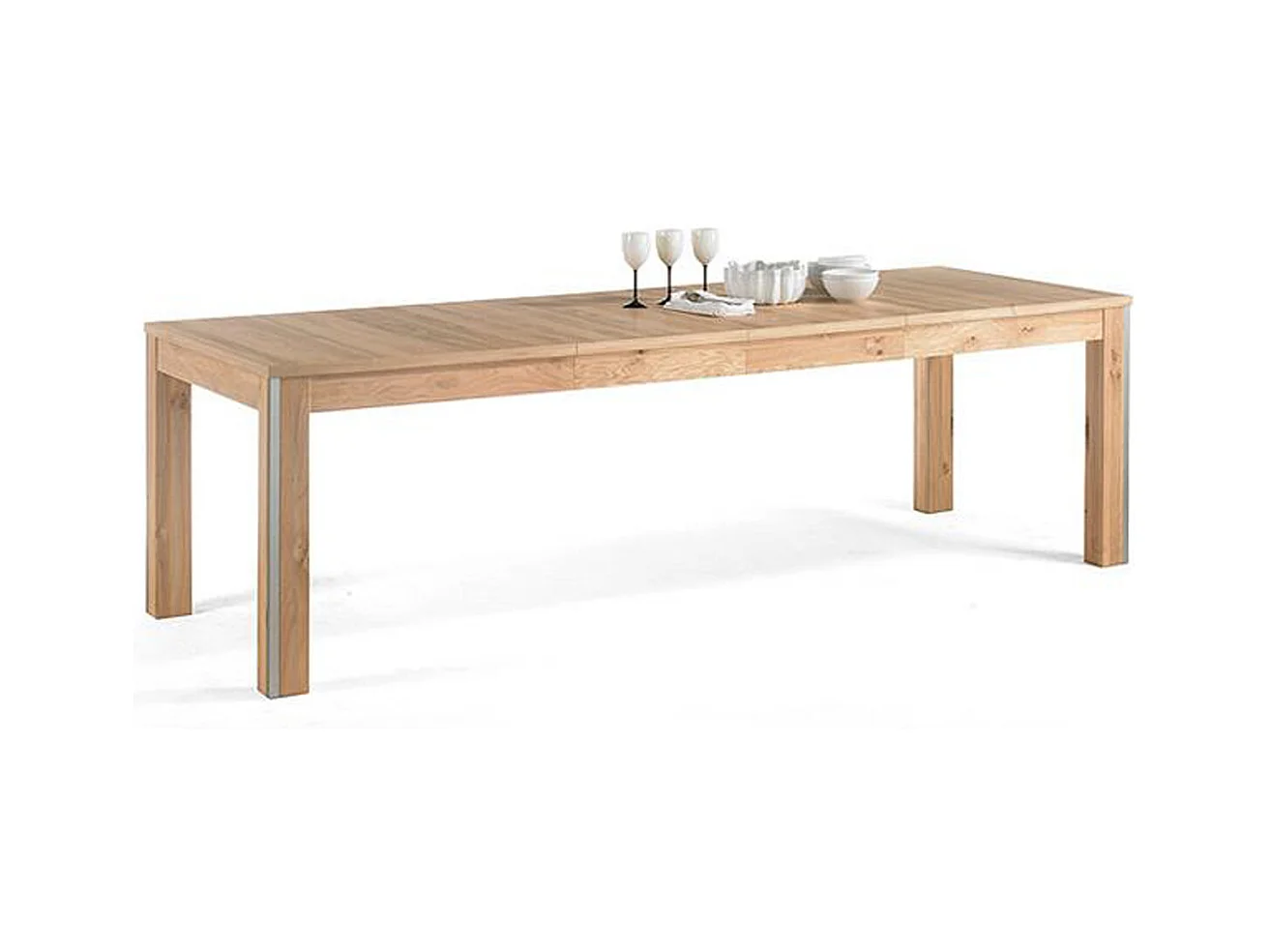 Table à manger extensible en chêne sauvage - L.160-260 x H.77 x P.90 cm