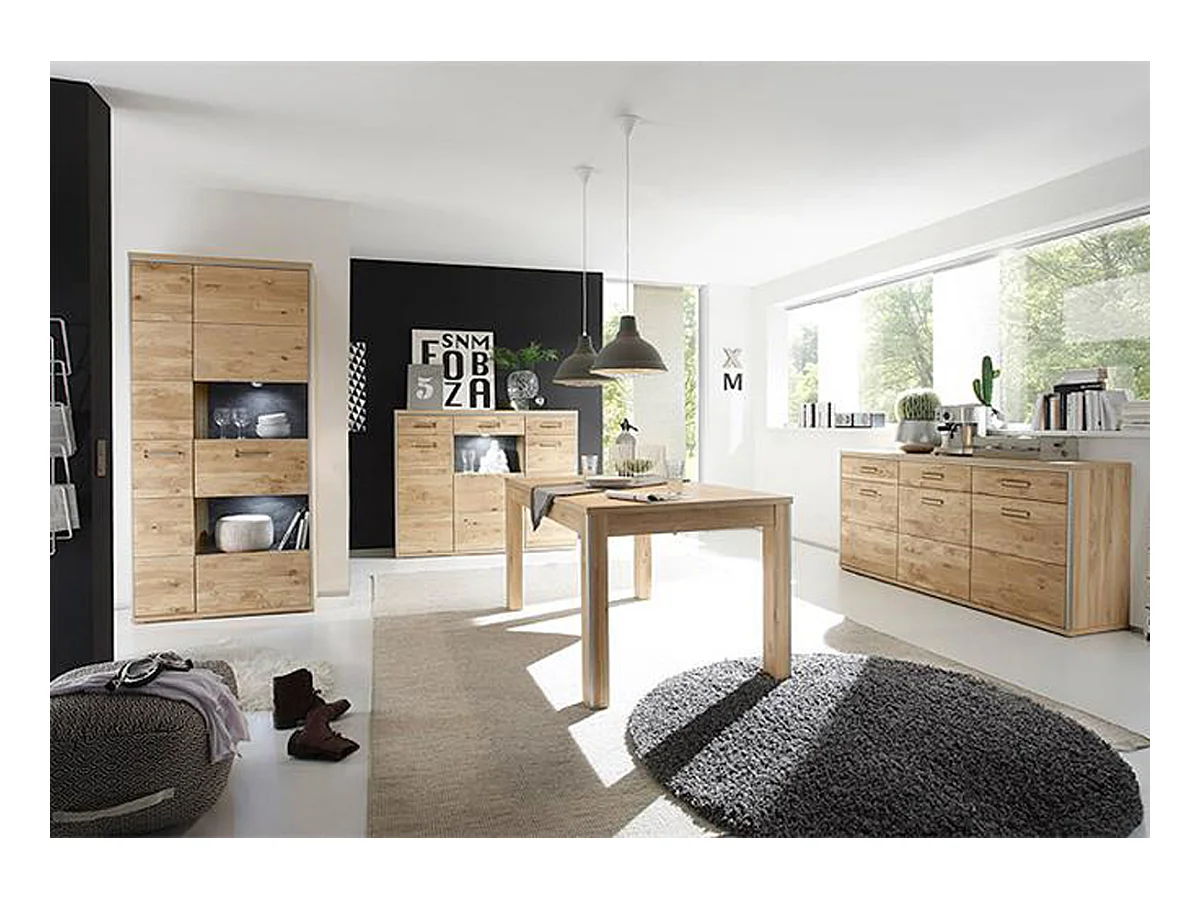 Table à manger extensible en chêne sauvage - L.160-260 x H.77 x P.90 cm