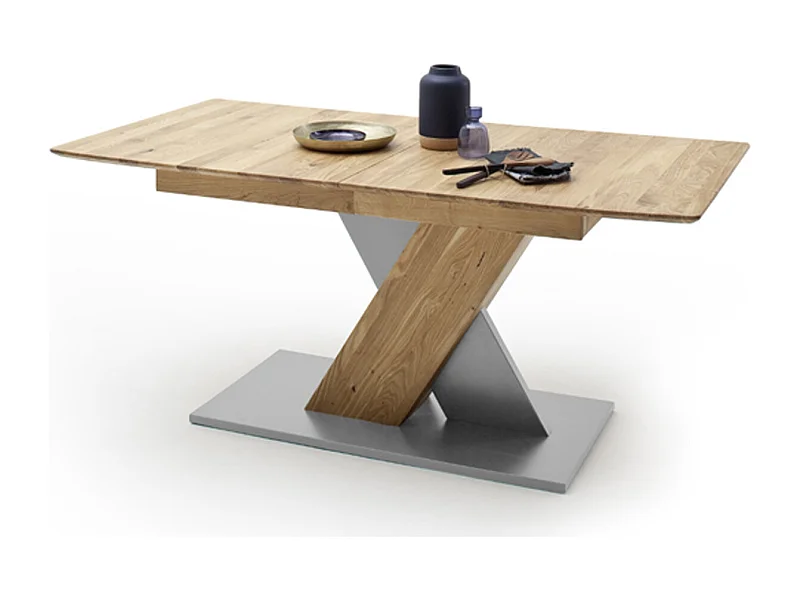 Table à manger extensible en chêne sauvage / gris - L.180-225 x H.77 x P.90 cm