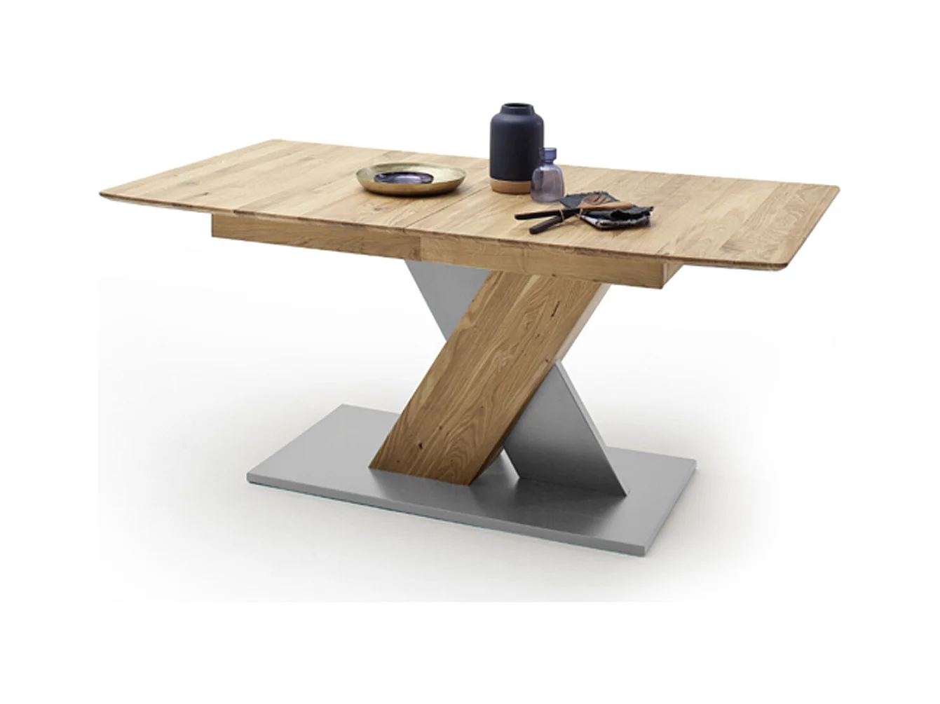 Table à manger extensible en chêne sauvage / gris - L.180-225 x H.77 x P.90 cm