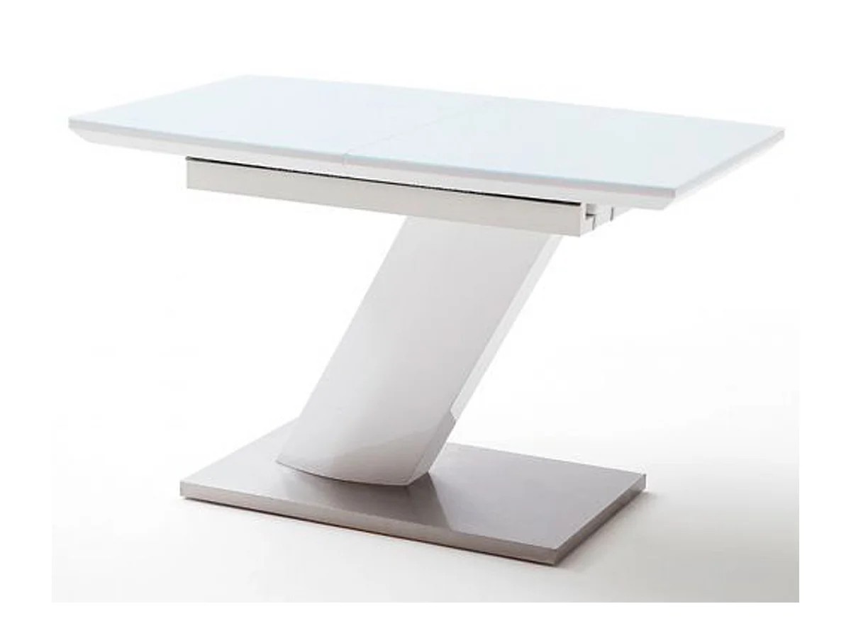 Table extensible design coloris blanc brillant - L.120-160 x H.76 x P.80 cm