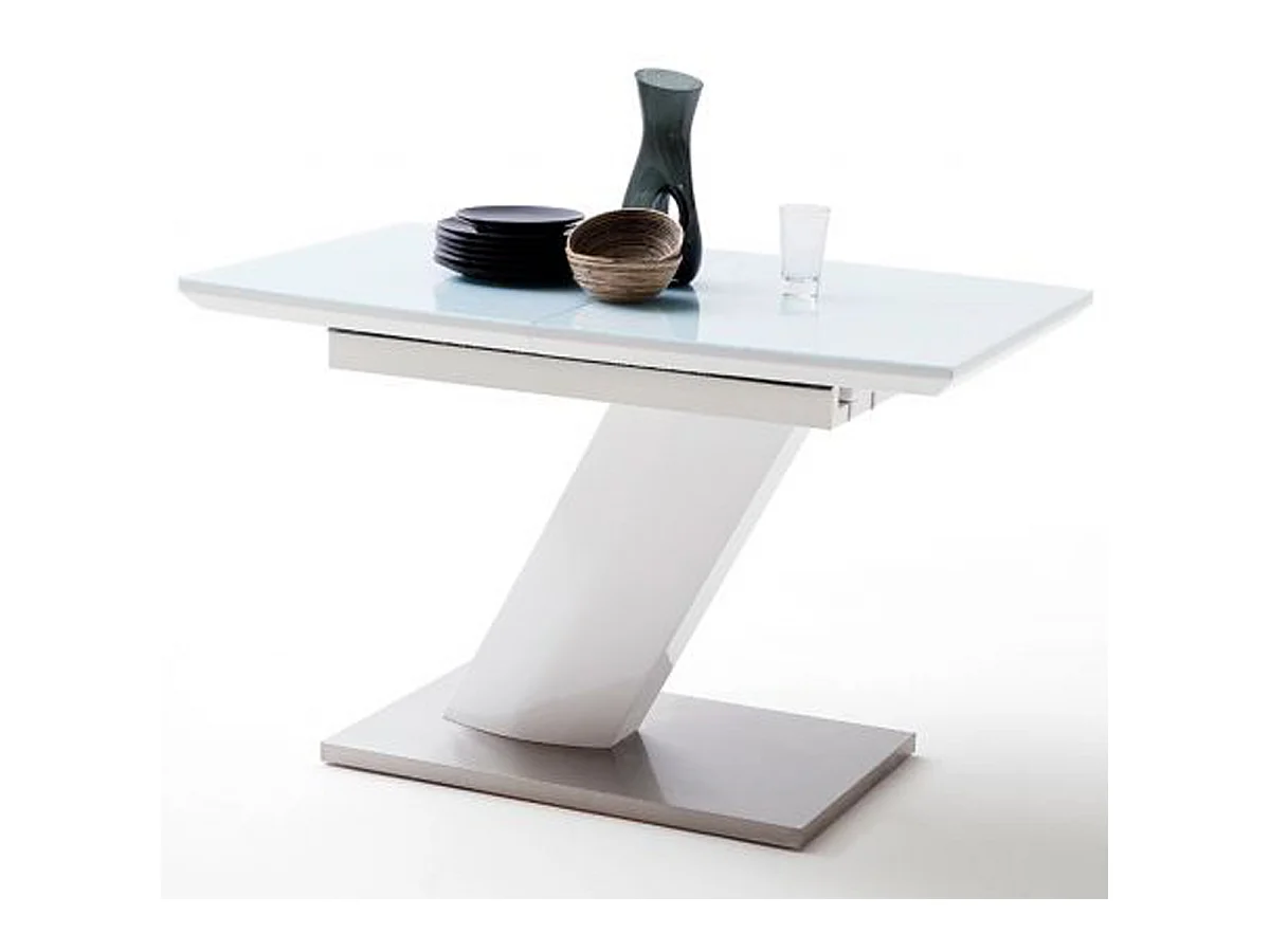 Table extensible design coloris blanc brillant - L.120-160 x H.76 x P.80 cm
